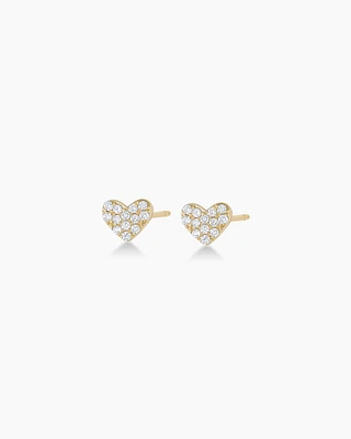 Diamond Pavé Heart Studs