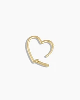 14k Gold Open Heart Single Huggie