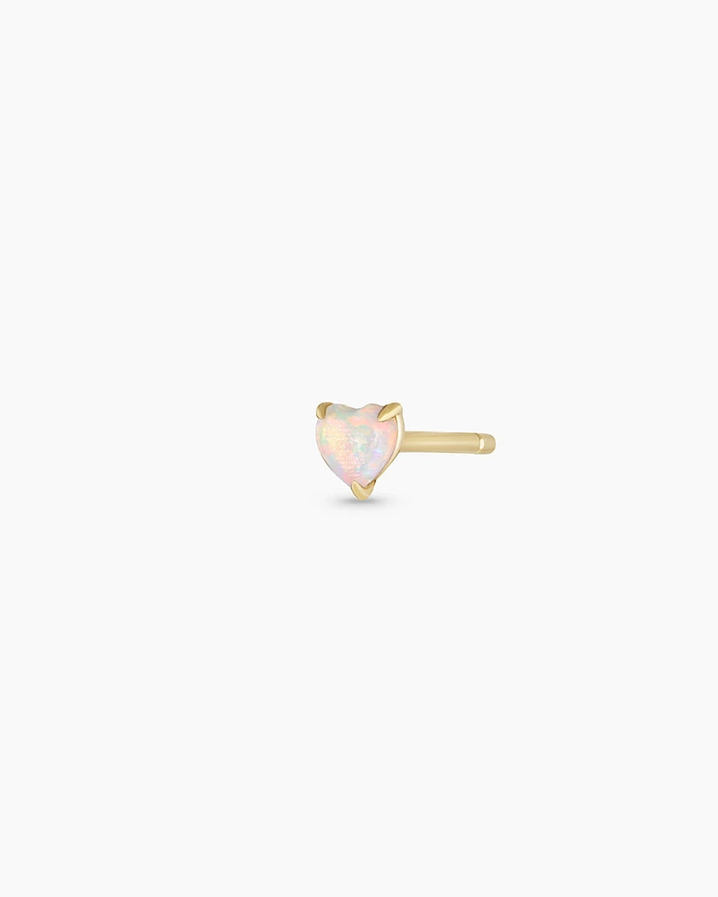 Opal Heart Single Stud