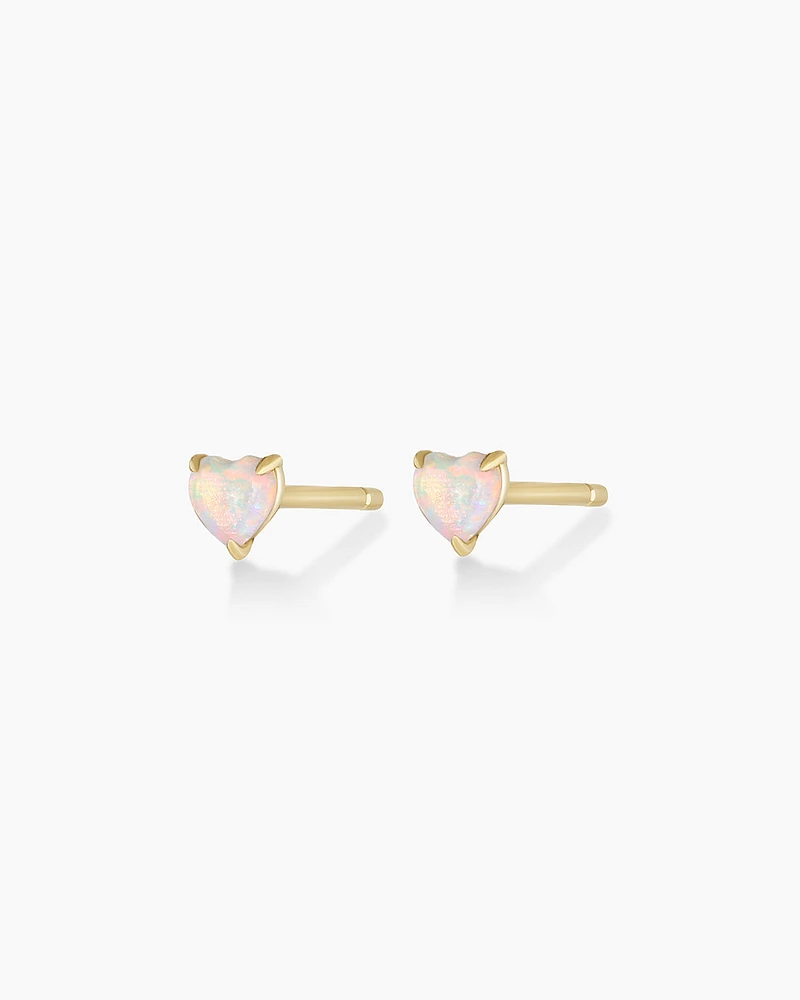 Opal Heart Studs