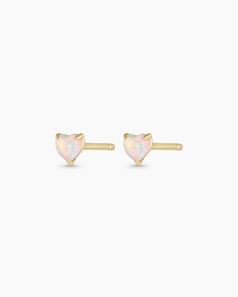 Opal Heart Studs