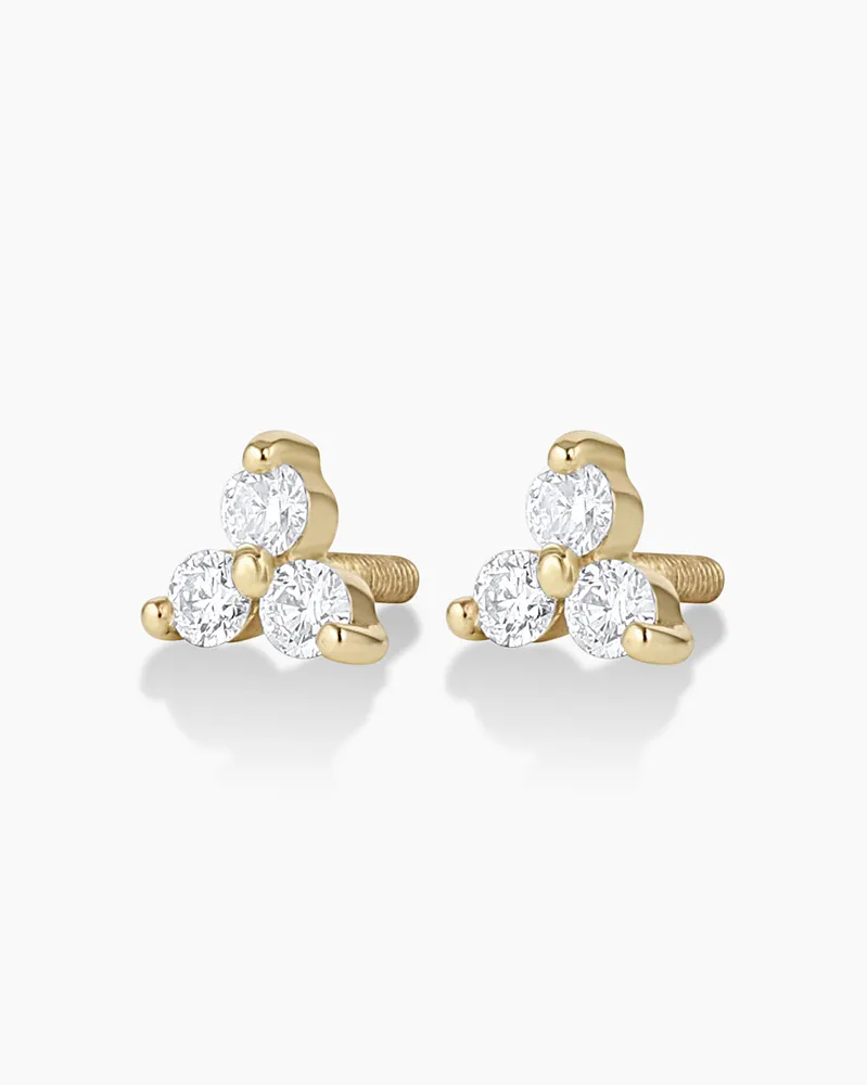 Diamond Bali Flat Back Studs Earring in 14K Solid Gold/Pair, Women's by Gorjana