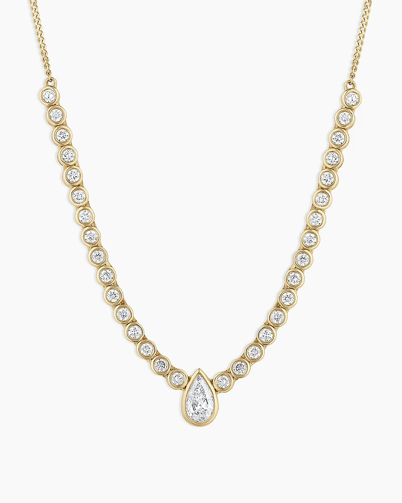 Lab Grown Diamond Pear Charm Row Necklace