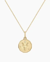 Diamond Zodiac Coin Charm Necklace