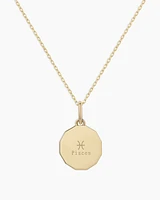 Diamond Zodiac Coin Charm Necklace