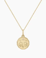 Diamond Zodiac Coin Charm Necklace