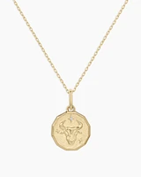 Diamond Zodiac Coin Charm Necklace