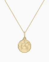 Diamond Zodiac Coin Charm Necklace