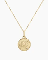 Diamond Zodiac Coin Charm Necklace