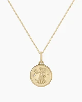 Diamond Zodiac Coin Charm Necklace