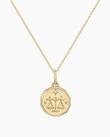 Diamond Zodiac Coin Charm Necklace