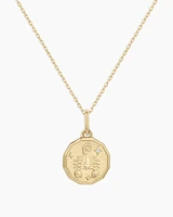 Diamond Zodiac Coin Charm Necklace