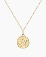 Diamond Zodiac Coin Charm Necklace