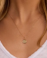 Diamond Zodiac Coin Charm Necklace