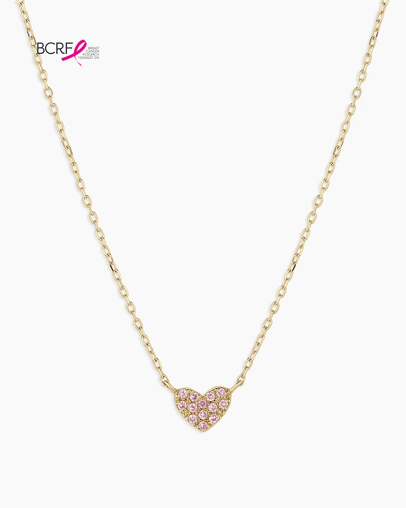 Pink Sapphire Pavé Heart Necklace