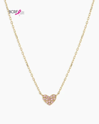 Pink Sapphire Pavé Heart Necklace