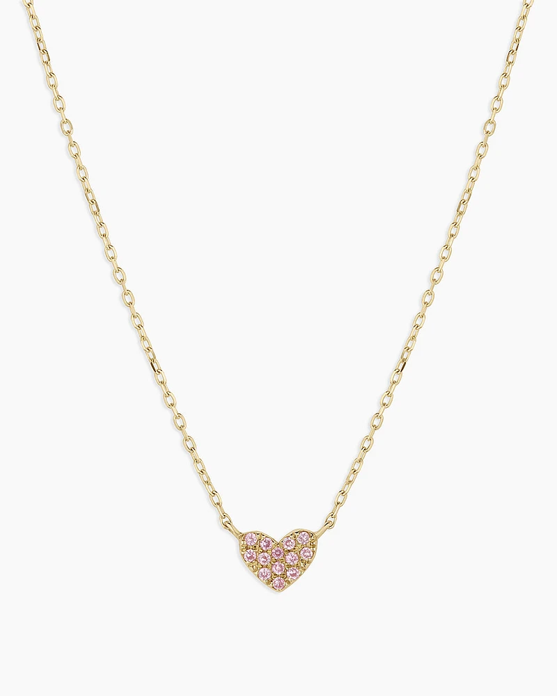 Pink Sapphire Pavé Heart Necklace