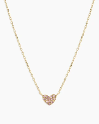 Pink Sapphire Pavé Heart Necklace