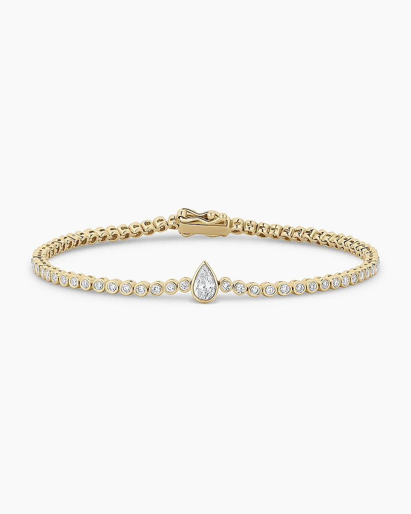 Lab Grown Diamond Pear Charm Tennis Bracelet