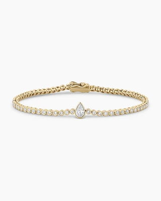 Lab Grown Diamond Pear Charm Tennis Bracelet