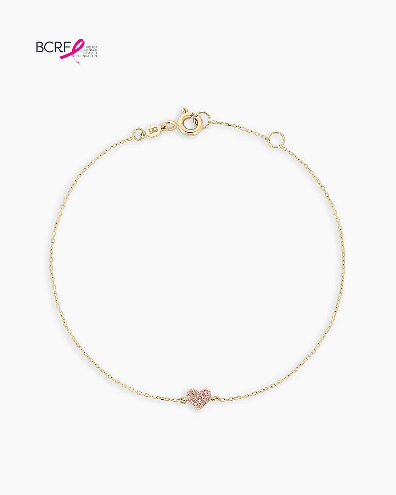 Pink Sapphire Pavé Heart Bracelet