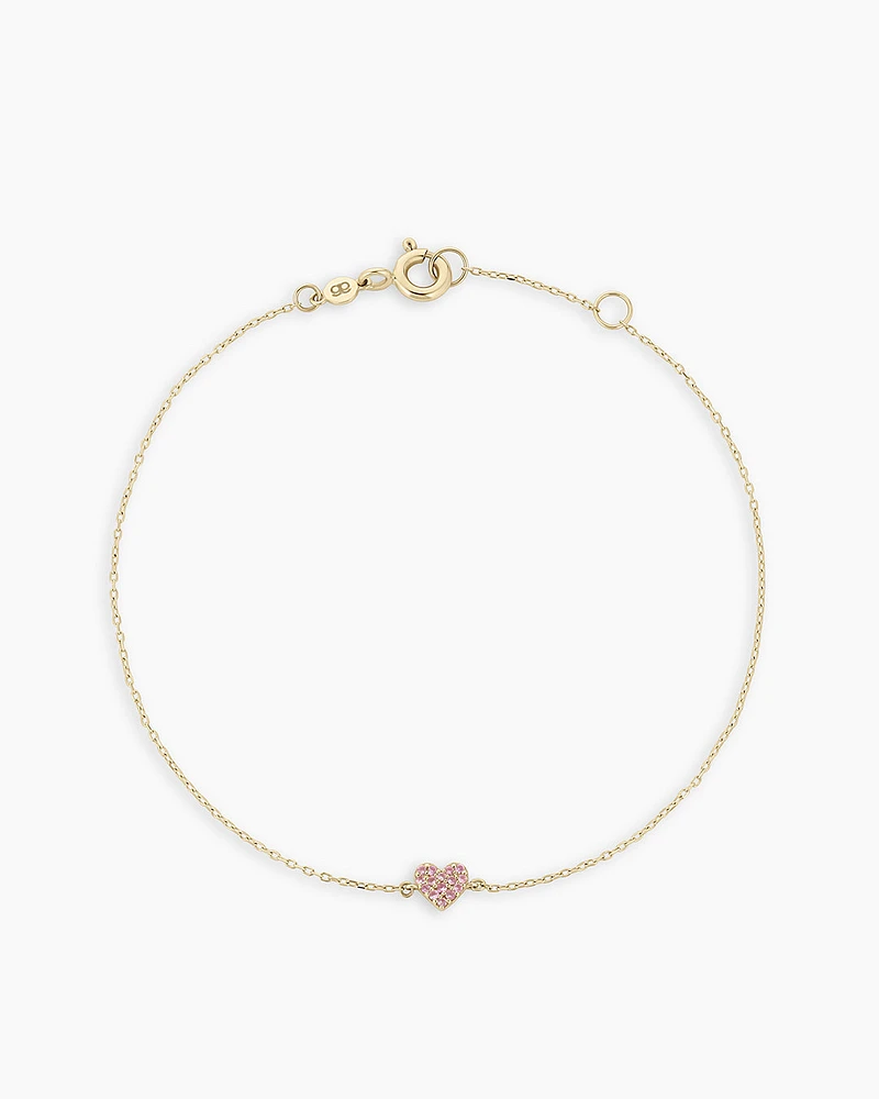 Pink Sapphire Pavé Heart Bracelet