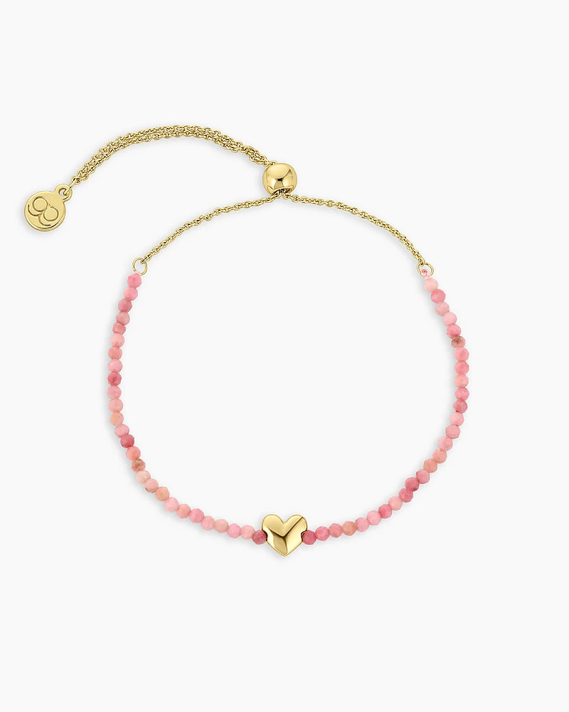 Rhodochrosite Beaded Heart Bracelet