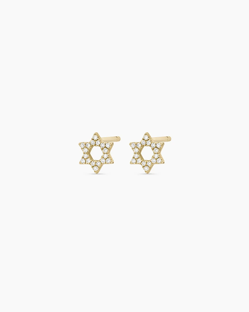 Diamond Star of David Studs