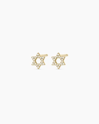 Diamond Star of David Studs