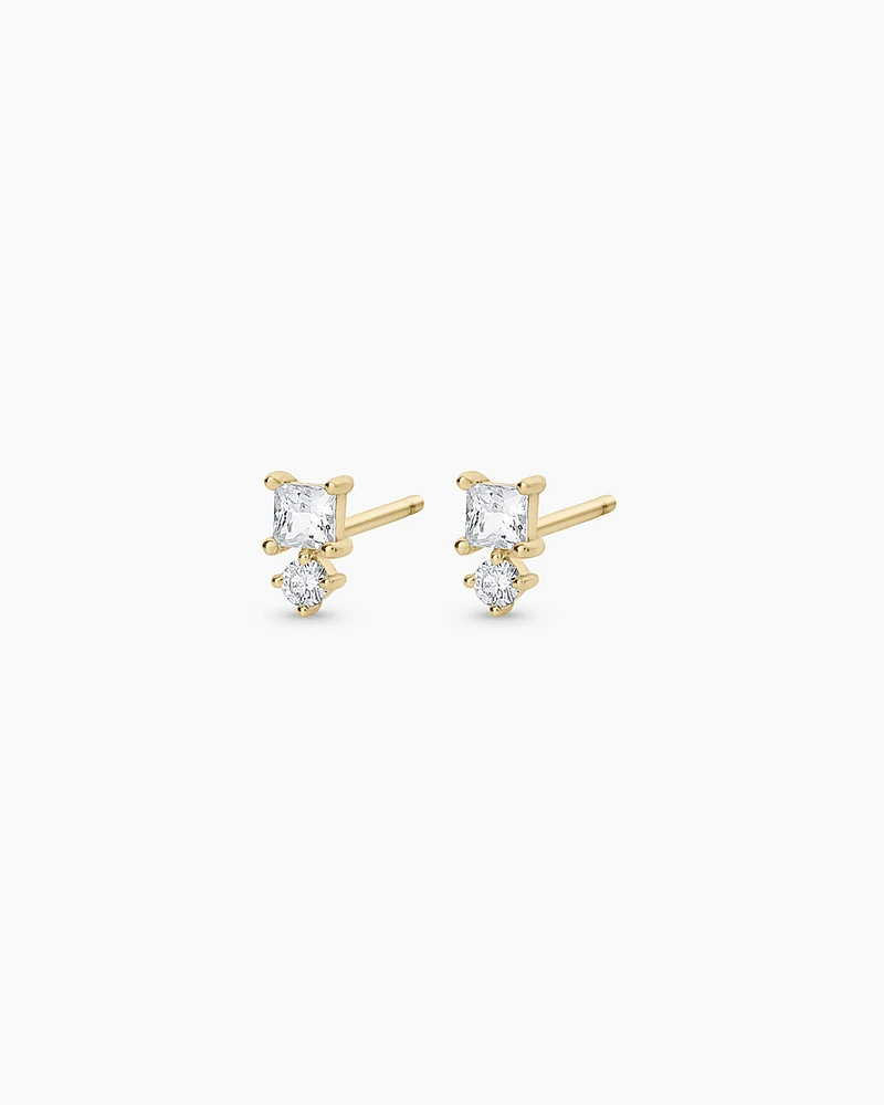 Diamond and White Sapphire Studs