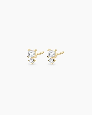 Diamond and White Sapphire Studs