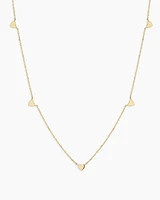 14k Gold Five Heart Necklace