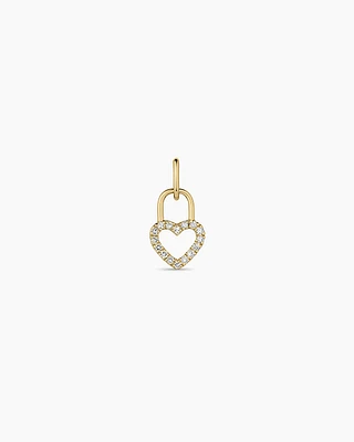 Diamond Heart Padlock Charm