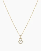 Diamond Heart Padlock Charm Necklace