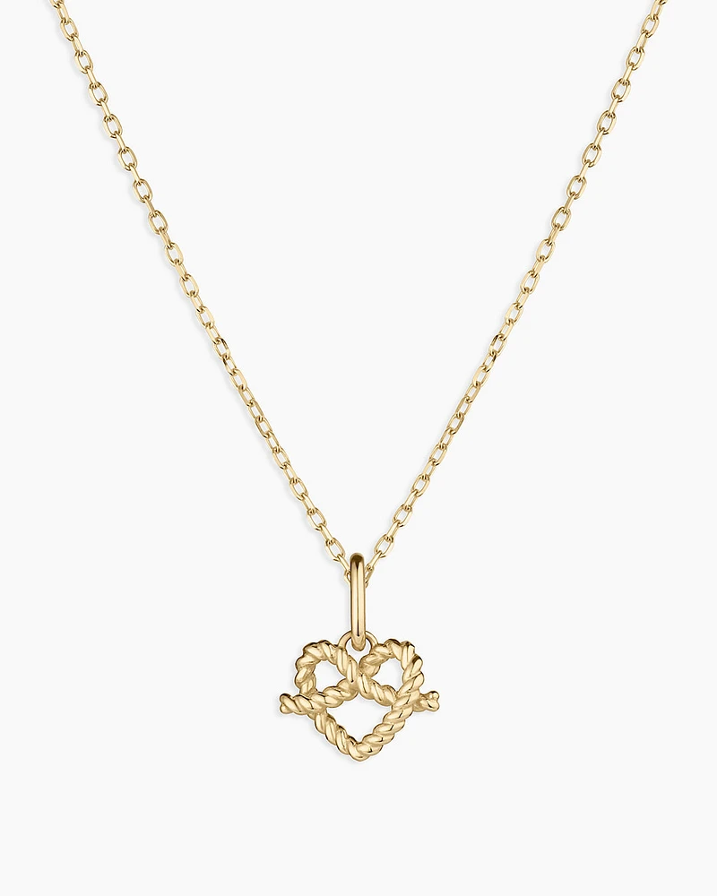 14k Gold Love Knot Charm Necklace