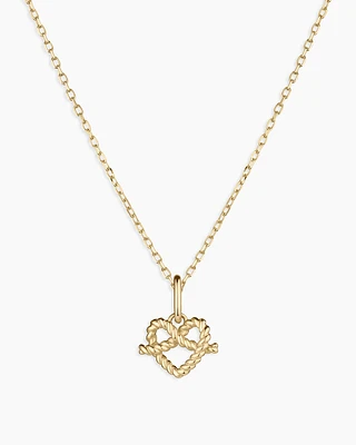 14k Gold Love Knot Charm Necklace