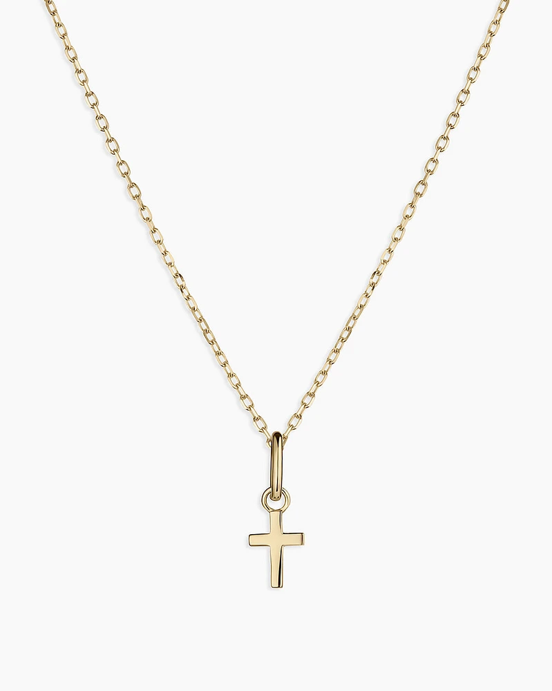 14k Gold Cross Charm Necklace