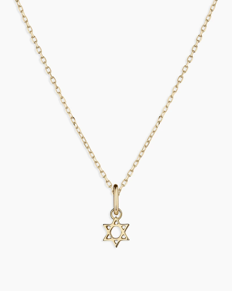 14k Gold Star of David Charm Necklace