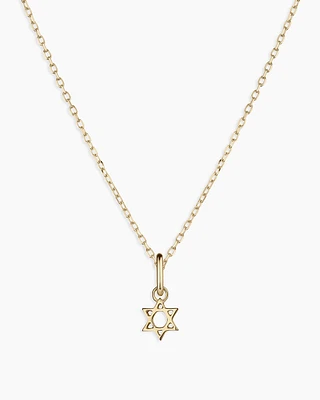 14k Gold Star of David Charm Necklace