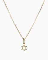 14k Gold Star of David Charm Necklace