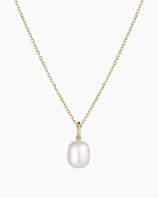 14k Gold Pearl Charm Necklace