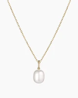 14k Gold Pearl Charm Necklace