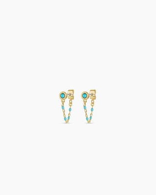 Turquoise Capri Chain Huggies