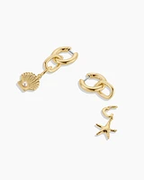 Shell Pearl & Starfish Charm Huggies