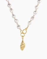 Gold Tulip Shell Charm Necklace