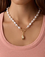 Gold Tulip Shell Charm Necklace