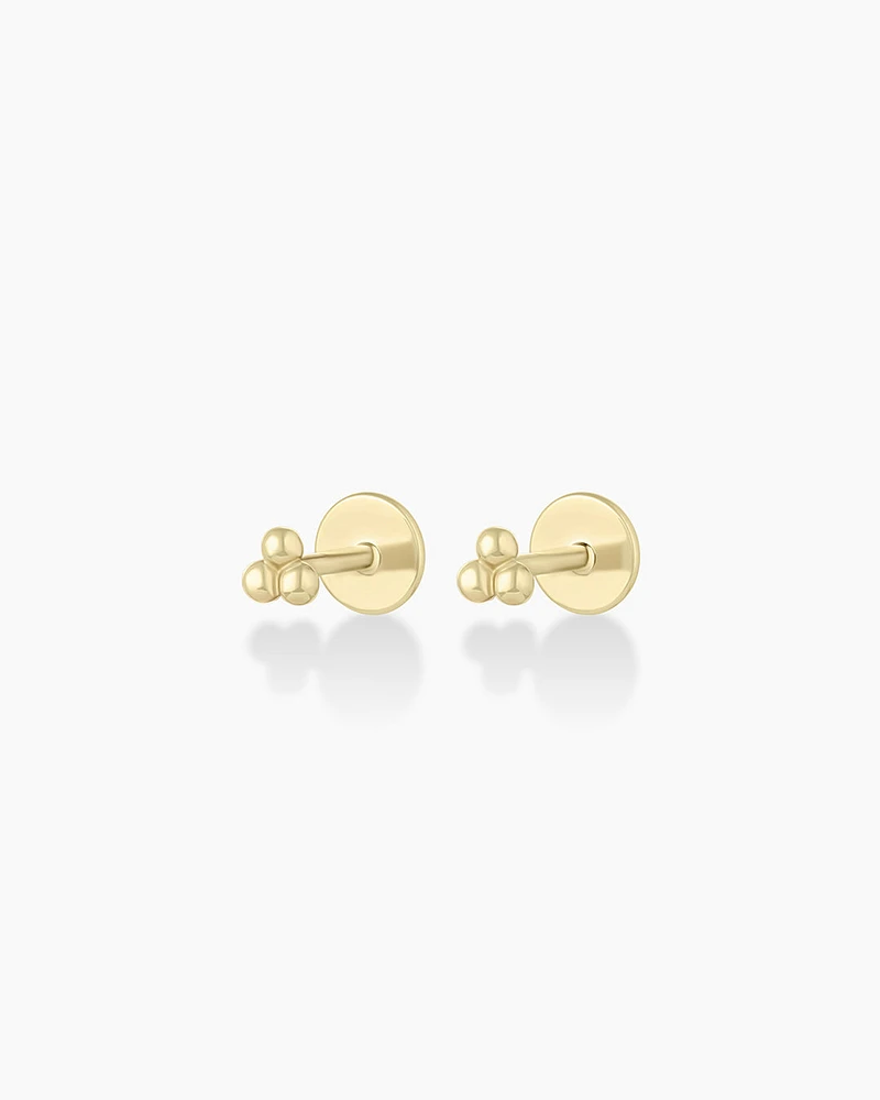 14k Gold Trio Flat Back Studs