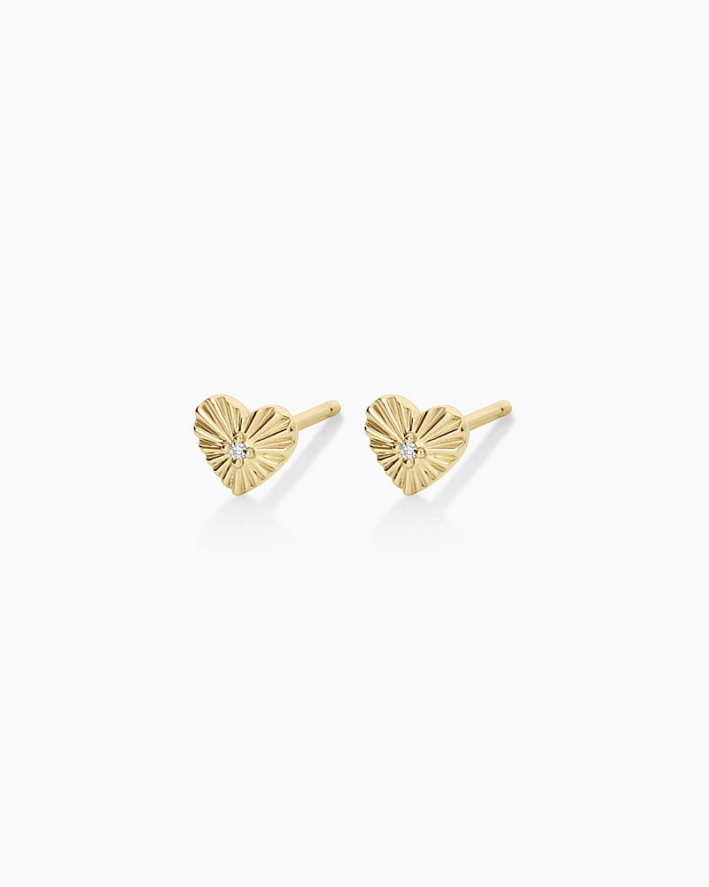 Diamond Vintage Heart Studs