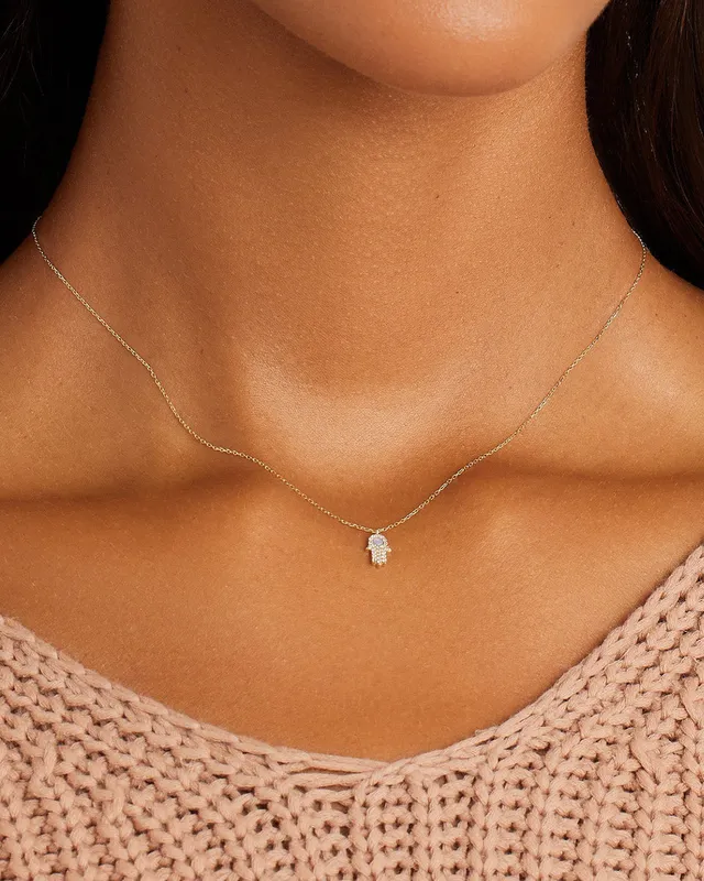 gorjana - Dainty enough for every day, the Diamond Hamsa Charm Necklace  features an adjustable 14k solid gold chain and diamonds. Pair with other  solid gold chains for a striking necklace layer.