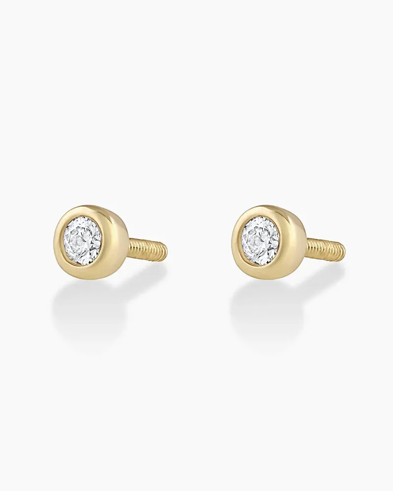 Classic Diamond Threaded Flat Back Stud Earring in 14K Solid Gold, Women's by Gorjana